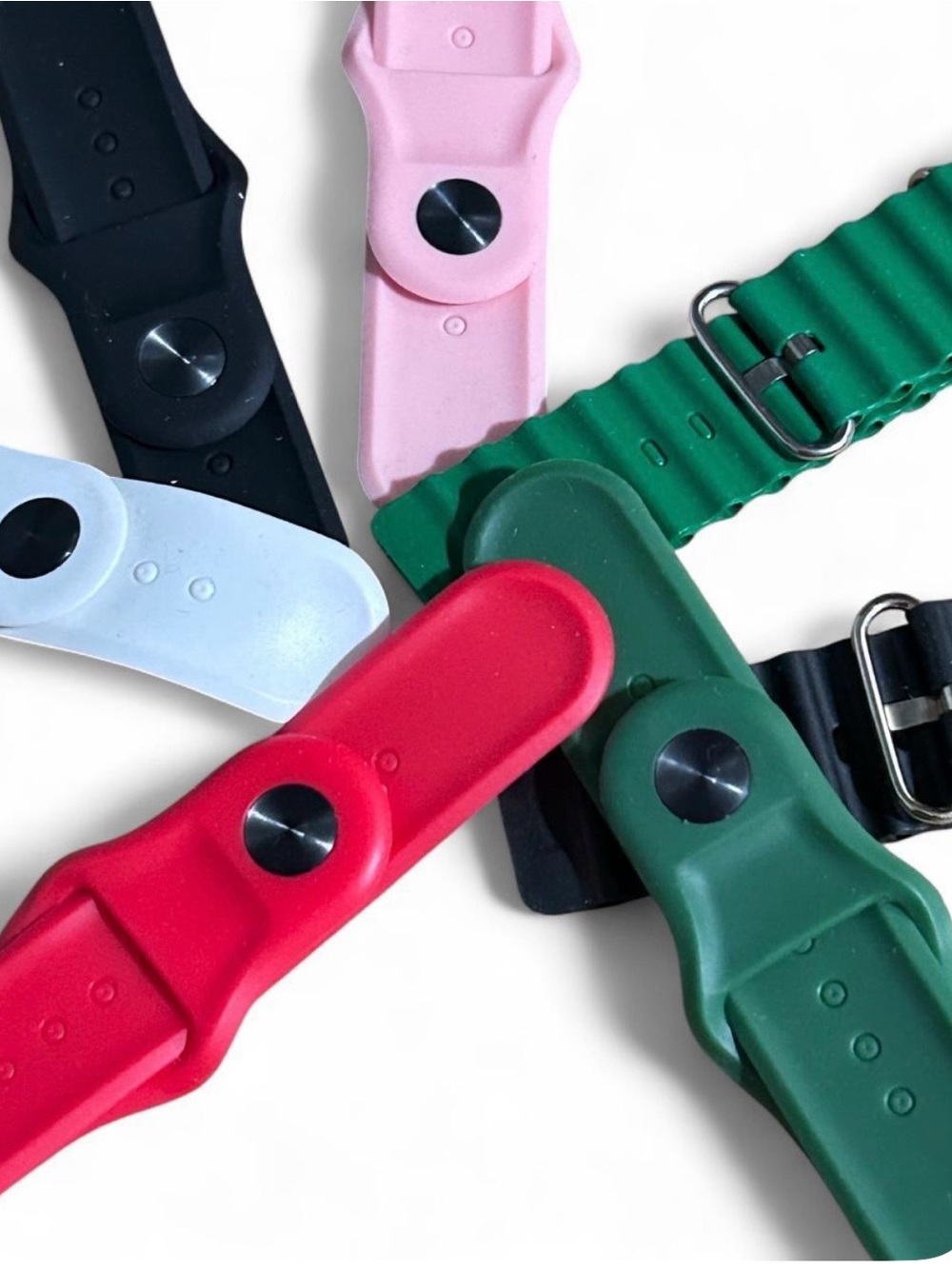 Silicone Wristband Clips in Red, Green, Pink, Black & White